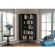 Rohový regál Skandica Horn 80 cm, černá - čelní pohled