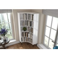 Rohová knihovna Skandica Horn - bílá, šířka 80 cm