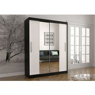 Stylová šatní skříň Vista 01 se zrcadlem - černá / bílá - 150 cm