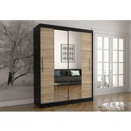 Moderní šatní skříň Vista 01 - černá / dub sonoma - 150 cm