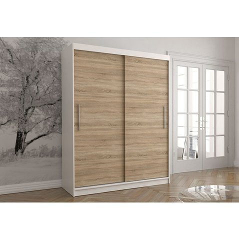 Šatní skříň s posuvnými dveřmi Vista 04 - bílá / dub sonoma - 150 cm - 01