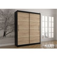Moderní šatní skříň Vista 04 - černá / dub sonoma - 150 cm Moderní šatní skříň Vista 04 - černá / dub sonoma - 150 cm