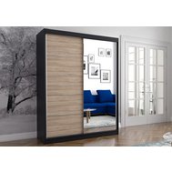 Stylová šatní skříň Vista 05 - černá / dub sonoma - 150 cm
