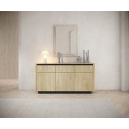 Prostorná komoda Torro - dub cremona / černá – 3 zásuvky, 3 dvířka, moderní design 01