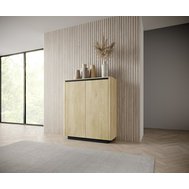 Vysoká 2dvéřová komoda Torro - dub cremona / černá – s policemi, moderní design 01