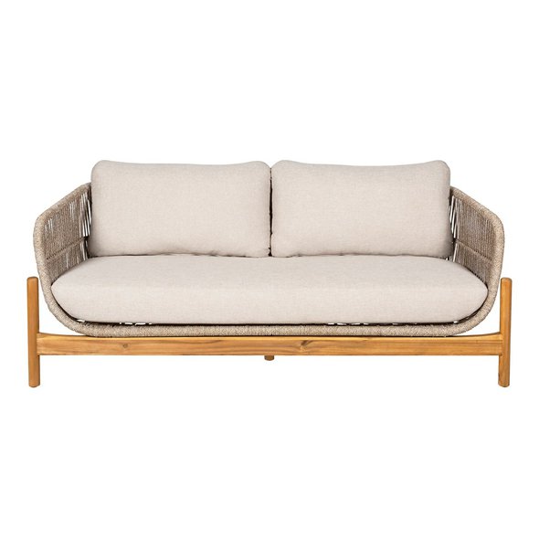 TERRACINA dvoumístná zahradní pohovka – akácie/lanový výplet, béžová