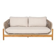 TERRACINA dvoumístná zahradní pohovka – akácie/lanový výplet, béžová