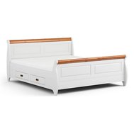 Dvoulůžková postel Toskania 3 z masivu borovice - 180 x 200 cm - bílá / medová borovice