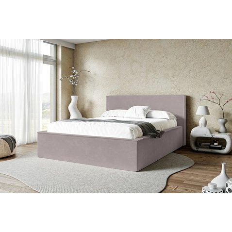Čalouněná postel Velvet s úložným prostorem - tkanina Magic Velvet 2255 starorůžová