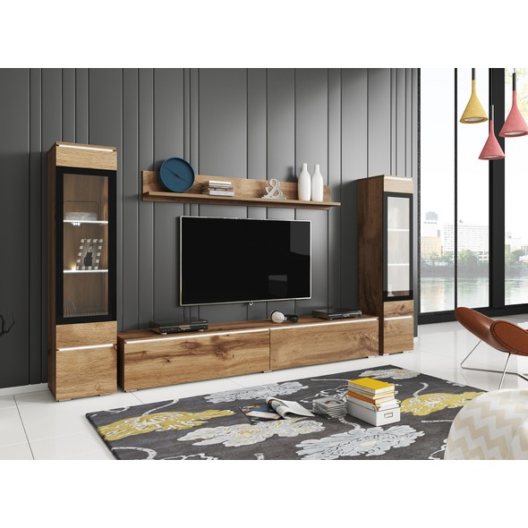 Obývací sestava VERA II - moderní elegance v přírodním tónu dubu wotan 01