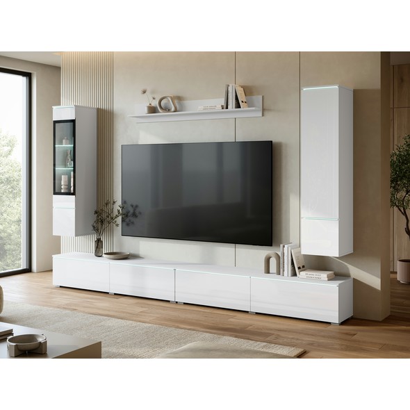 Obývací sestava Vera XL - čistý design a praktický prostor v bílém provedení 01