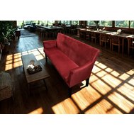 VÝPRODEJ - Jídelní lavice Celine s loketními opěrkami - vínově červená / černé nožky 01