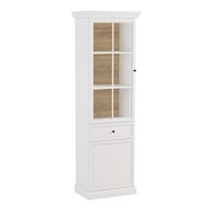 Úzká vitrína Lucca W2D1S s led osvětlením - bílá / dub craft