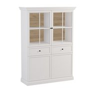 Nízká vitrína Lucca W4D2S s led osvětlením - bílá / dub craft