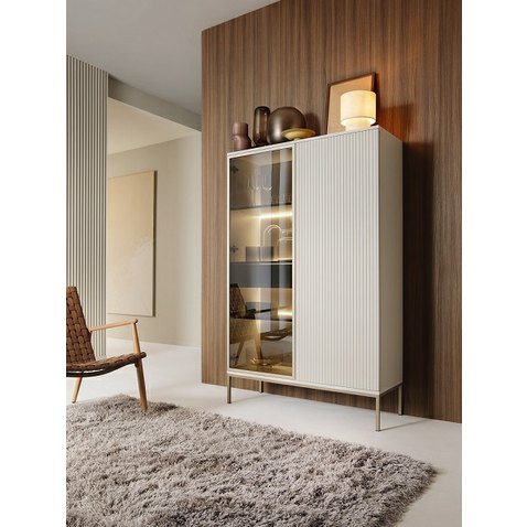 Moderní vitrína s osvětlením Sento - kašmír 05