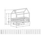 Domečková postel Alfie PLUS 4 se snímatelnou zábranou - 120 x 200 cm - rozměry