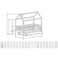 Masivní domečková postel Alfie PLUS 3 se snímatelnou zábranou - 120 x 200 cm - rozměry