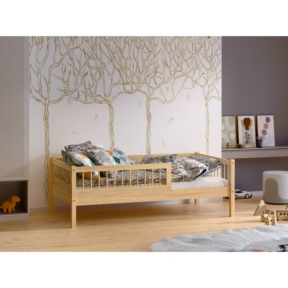 Moderní postel na nožkách Zbik 90 x 200 cm z masivu - přírodní