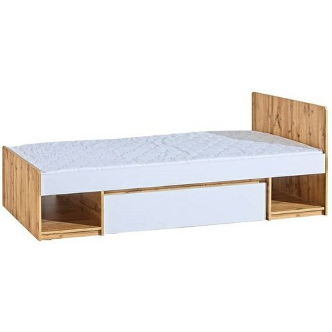 Jednolůžková postel Arca 9 - arktická bílá/dub wotan - 01