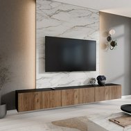 Závěsná televizní skříňka NOE 300 cm - černý mat/dub catania