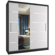 Šatní skříň se zrcadlem Arvin 133 cm - černá / bílá
