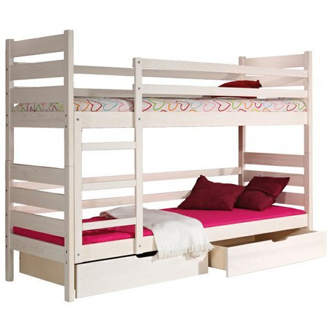 Dětská patrová postel s úložným prostorem Darek - bílá - 01