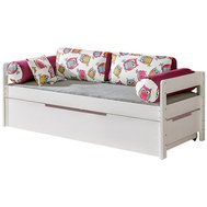 Dětská postel s úložným prostorem Boris - bílá / sovičky