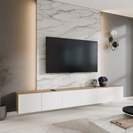 Moderní závěsný TV stolek NOE 300 cm - dub artisan/bílý mat