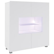 Dvoudvéřová komoda s LED osvětlením CALABRINI - bílá/bílý lesk