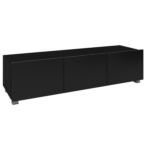 Moderní televizní stolek CALABRINI 150 cm - černá/černý lesk - 01