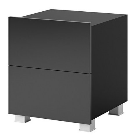 Moderní noční stolek se zásuvkami CALABRINI - černá/černý lesk - 01
