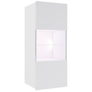 Nástěnná vitrína s LED osvětlením CALABRINI - bílá/bílý lesk
