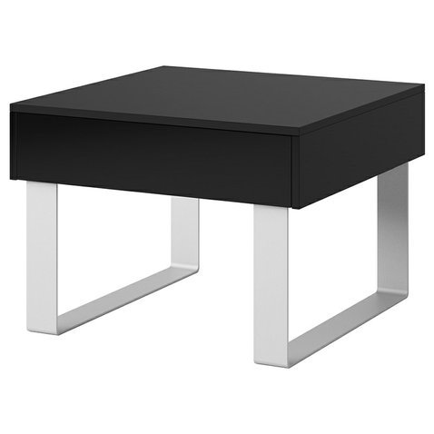 Malý konferenční stolek se zásuvkou CALABRINI - černá/černý lesk - 01