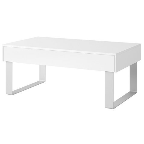 Stylový konferenční stolek se zásuvkou CALABRINI - bílá/bílý lesk - 01
