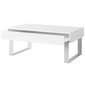 Stylový konferenční stolek se zásuvkou CALABRINI - bílá/bílý lesk - 02
