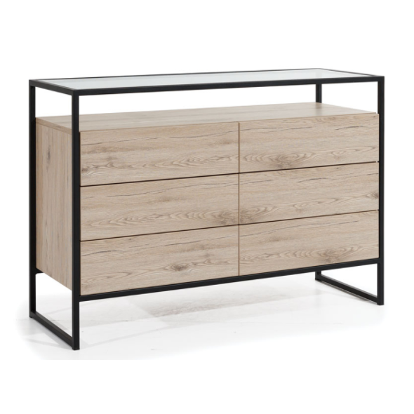 Šuplíková komoda Glassloft 5 - dub bordeaux