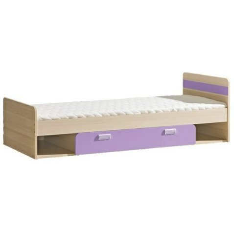 Jednolůžková postel s úložným prostorem Lorento - jasan coimbra / fialová - 01