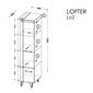 Úzká šatní skříň Lofter 2 - beton milenium/dub wotan - vnitřní uspořádání