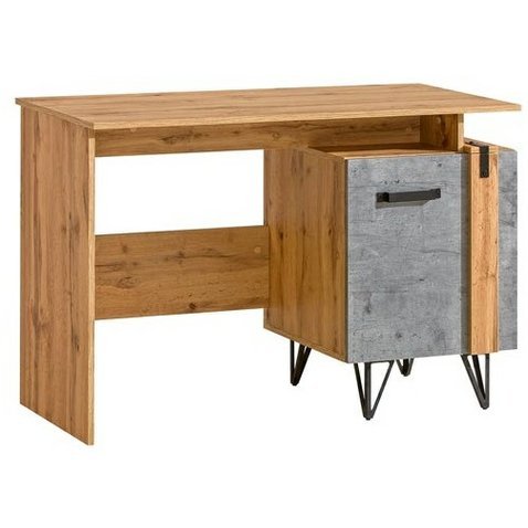 Psací stůl s úložným prostorem Lofter 10 - beton milenium/dub wotan - 01