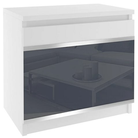 Moderní noční stolek Beauty 2 - bílá / šedý lesk - 01