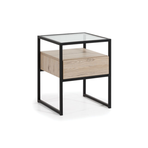 Noční stolek Glassloft 4 - dub bordeaux světlý