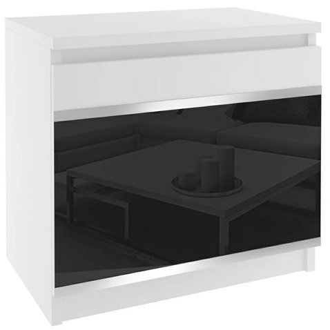 Moderní noční stolek Beauty 2 - bílá / černý lesk - 01