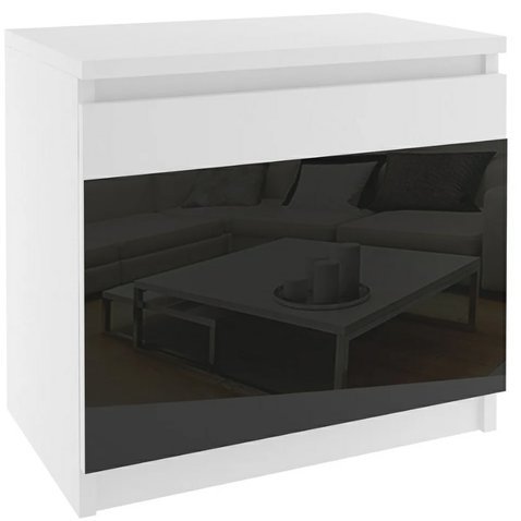 Noční stolek Beauty 1 - bílá / černý lesk - 01