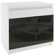 Noční stolek Beauty 1 - bílá / černý lesk
