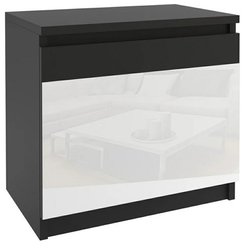 Moderní noční stolek Beauty 1 - černá / bílý lesk - 01