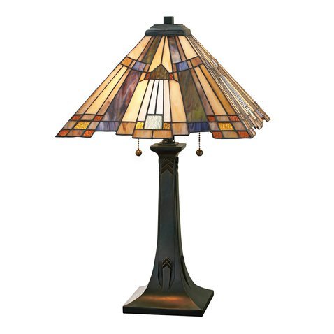 Vitrážová lampa Inglenook ve vintage stylu 01