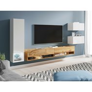 Obývací sestava AMADEO - čistý design pro moderní interiér v dubu wotan a bílé 01