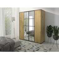 Designová šatní skříň Oslo I 180 cm - dub artisan/černá