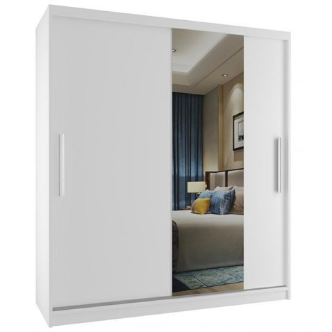 Bílá šatní skříň Mirror 133 cm - 01